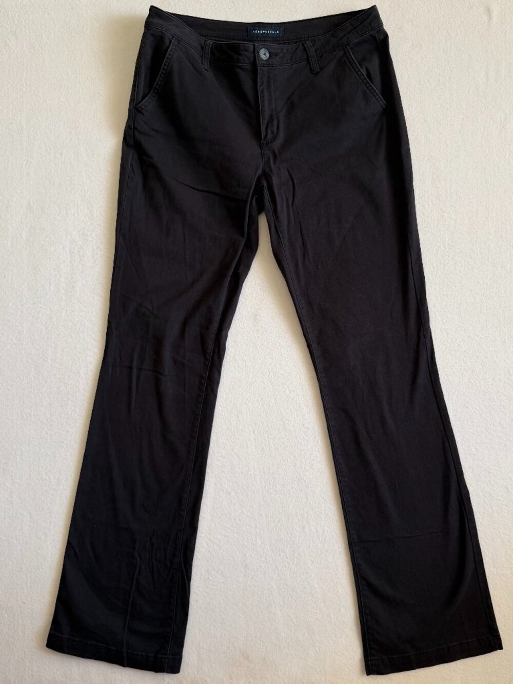 Aeropostale Classic Jeans Women's 10 Long Black Boot Cut Dark Wash Stretch Denim